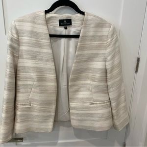 Melanie Lynn White & Cream Summer Jacket 3/4 Sleeves Size  14